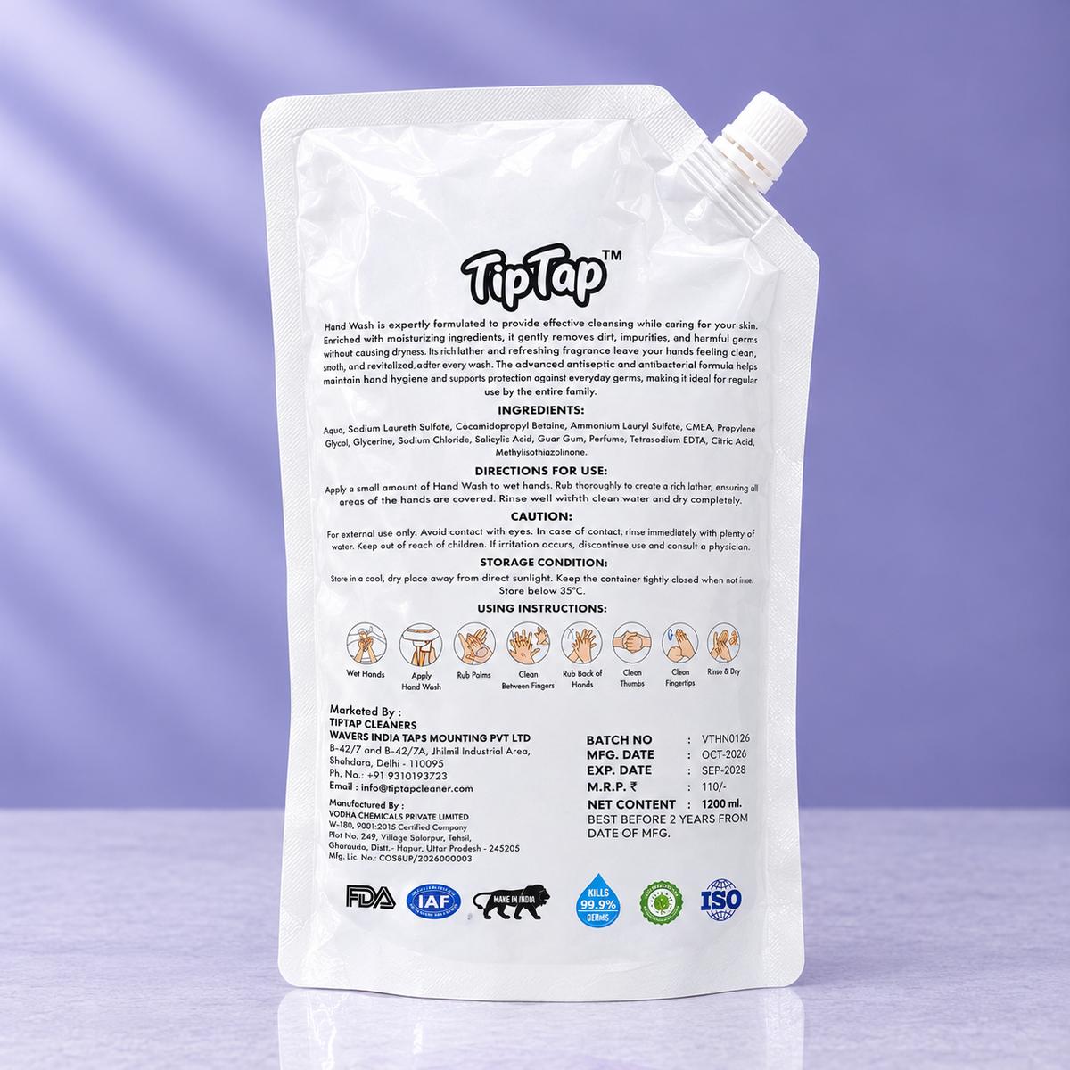 TipTap Lavender Handwash Pouch (1.2L)